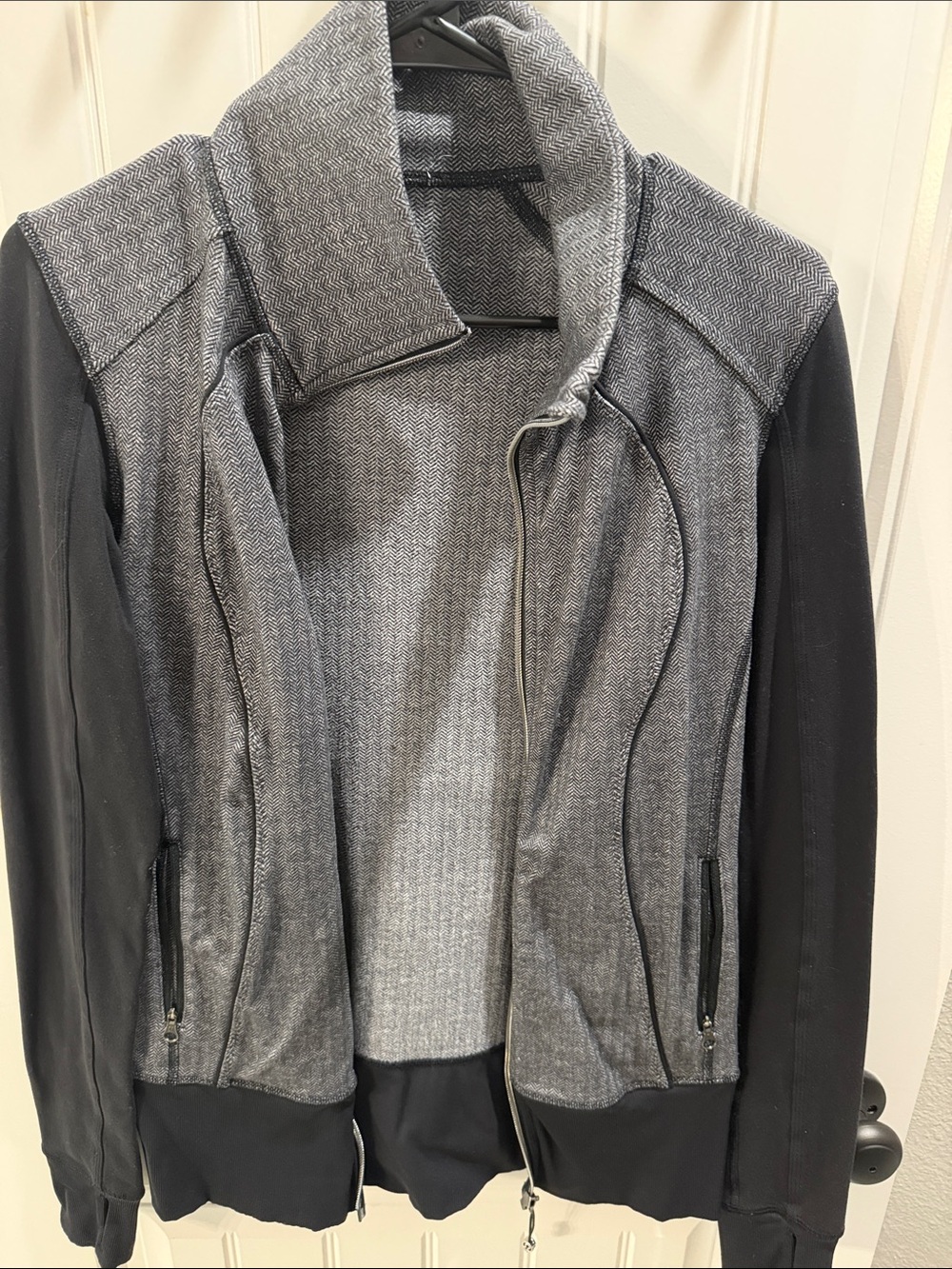 lululemon athletica Gray and Black Zip-Front Bomber Jacket